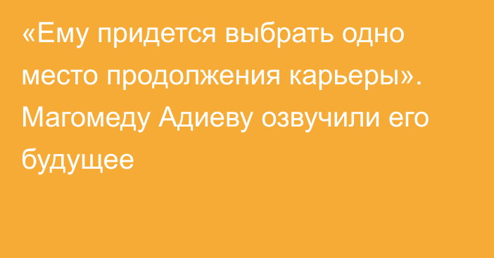 «Ему придется выбрать одно место продолжения карьеры». Магомеду Адиеву озвучили его будущее