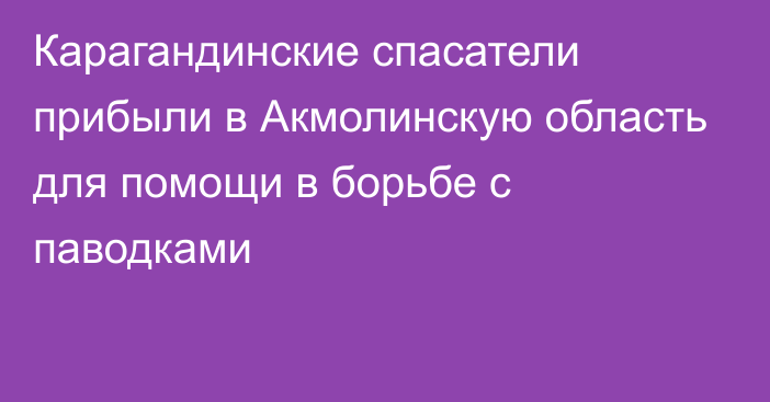 Карагандинские спасатели прибыли в Акмолинскую область для помощи в борьбе с паводками