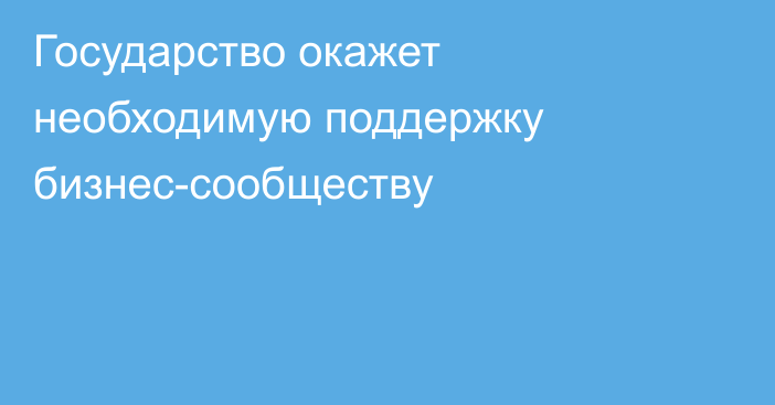 Государство окажет необходимую поддержку бизнес-сообществу