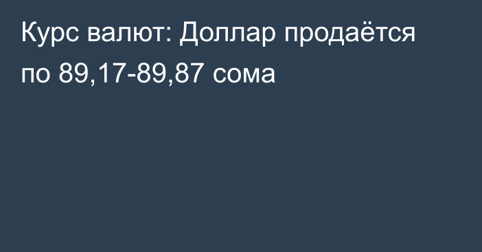 Курс валют: Доллар продаётся по 89,17-89,87 сома