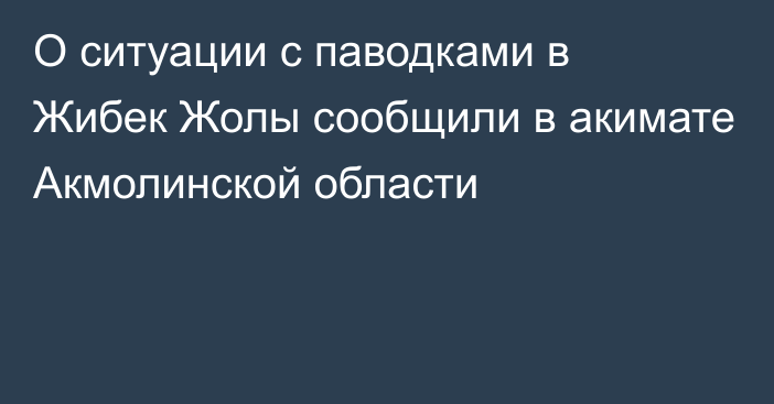 О ситуации с паводками в Жибек Жолы сообщили в акимате Акмолинской области