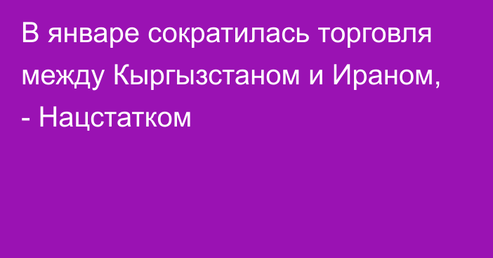 В январе сократилась торговля между  Кыргызстаном и Ираном, - Нацстатком