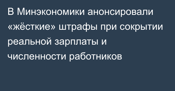 В Минэкономики анонсировали «жёсткие» штрафы при сокрытии реальной зарплаты и численности работников