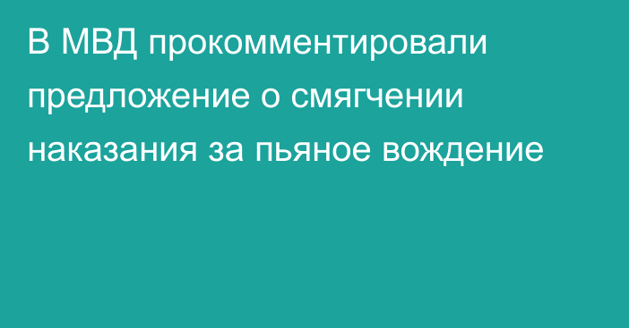 В МВД прокомментировали предложение о смягчении наказания за пьяное вождение