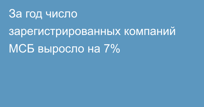 За год число зарегистрированных компаний МСБ выросло на 7%