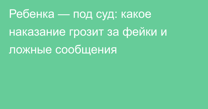 Ребенка — под суд: какое наказание грозит за фейки и ложные сообщения