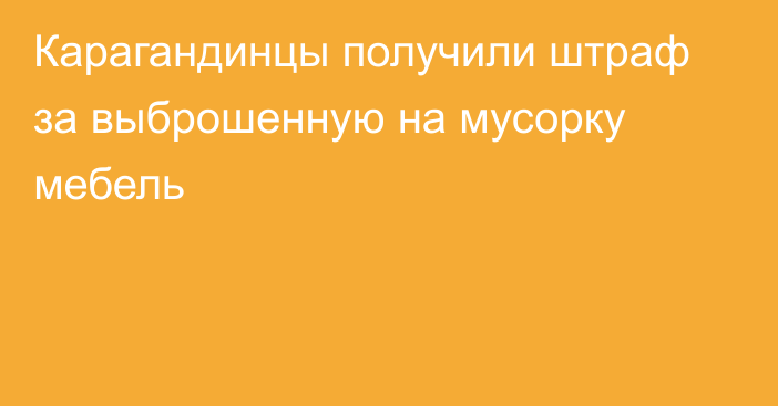 Карагандинцы получили штраф за выброшенную на мусорку мебель