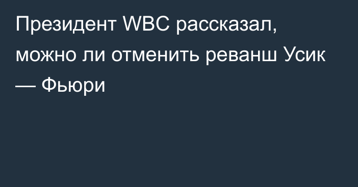 Президент WBC рассказал, можно ли отменить реванш Усик — Фьюри