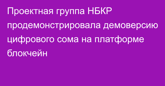 Проектная группа НБКР продемонстрировала демоверсию цифрового сома на платформе блокчейн