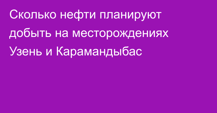 Сколько нефти планируют добыть на месторождениях Узень и Карамандыбас