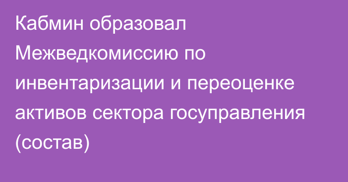 Кабмин образовал Межведкомиссию по инвентаризации и переоценке активов сектора госуправления (состав)