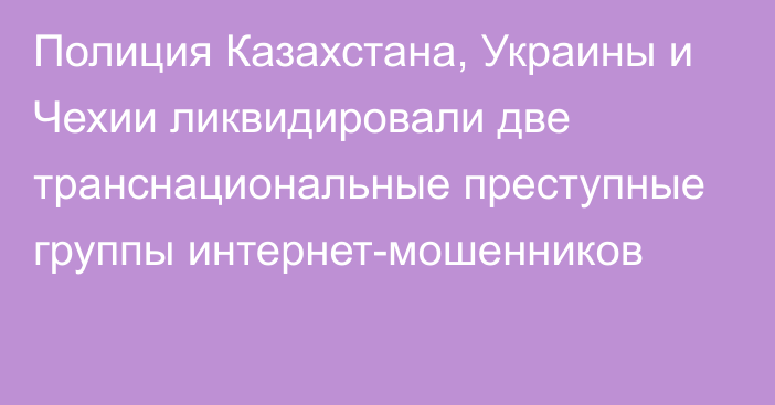 Полиция Казахстана, Украины и Чехии ликвидировали две транснациональные преступные группы интернет-мошенников