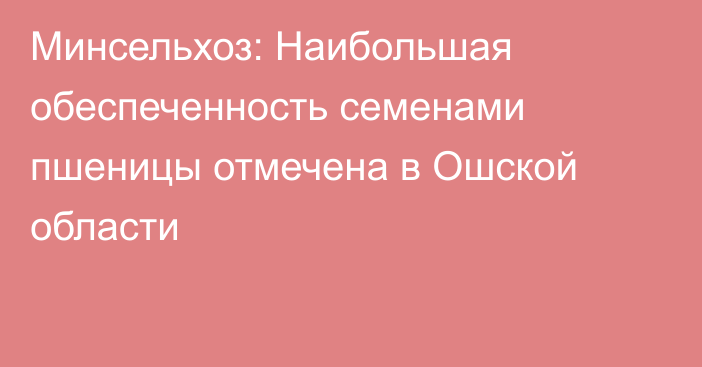 Минсельхоз: Наибольшая обеспеченность семенами пшеницы отмечена в Ошской области