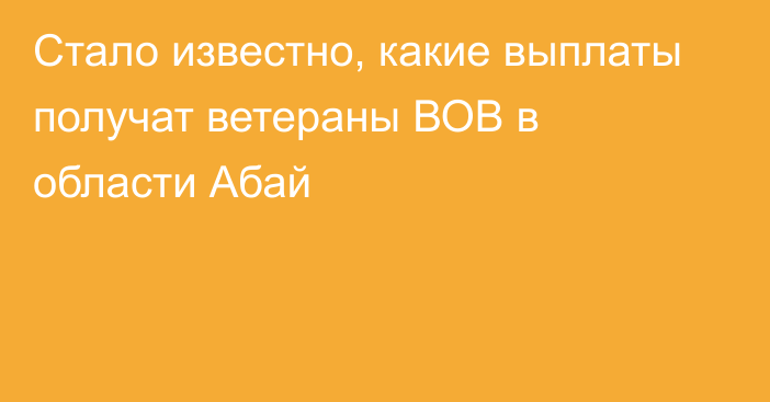 Стало известно, какие выплаты получат ветераны ВОВ в области Абай