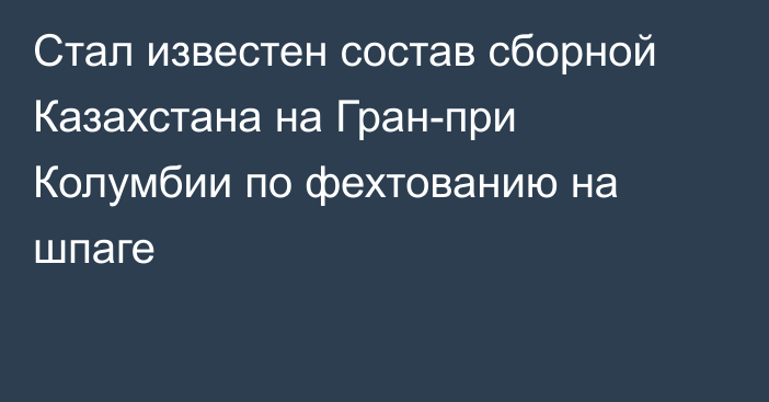 Стал известен состав сборной Казахстана на Гран-при Колумбии по фехтованию на шпаге