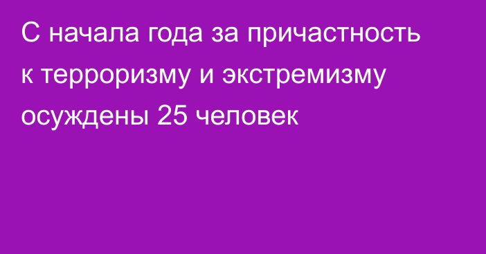 С начала года за причастность к терроризму и экстремизму осуждены 25 человек