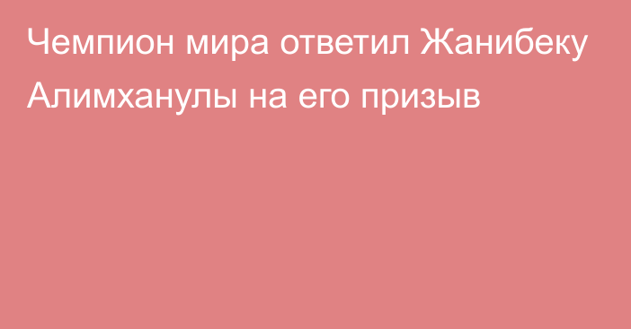 Чемпион мира ответил Жанибеку Алимханулы на его призыв