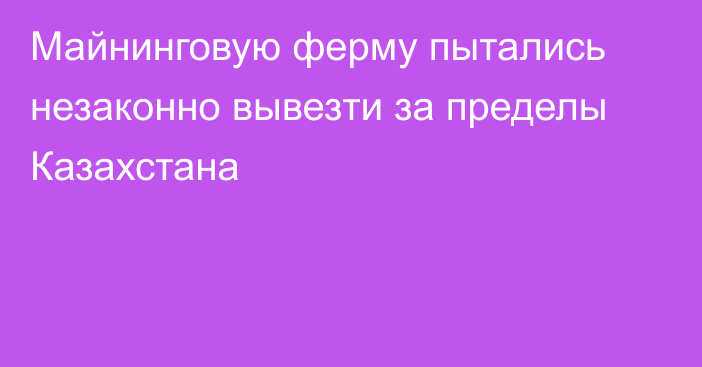 Майнинговую ферму пытались незаконно вывезти за пределы Казахстана