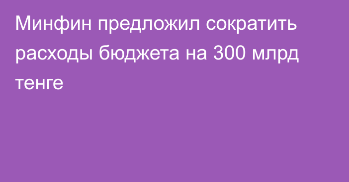 Минфин предложил сократить расходы бюджета на 300 млрд тенге