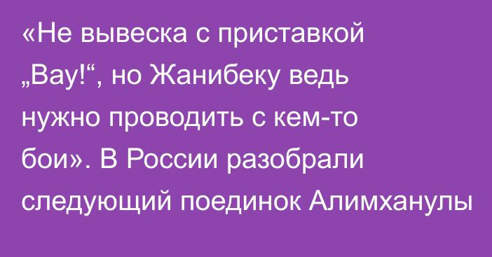 «Не вывеска с приставкой „Вау!“, но Жанибеку ведь нужно проводить с кем-то бои». В России разобрали следующий поединок Алимханулы