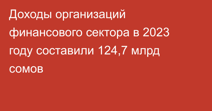 Доходы организаций финансового сектора в 2023 году составили 124,7 млрд сомов