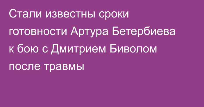 Стали известны сроки готовности Артура Бетербиева к бою с Дмитрием Биволом после травмы