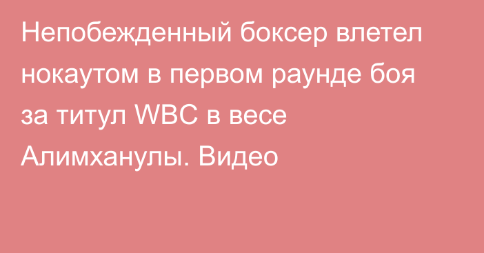 Непобежденный боксер влетел нокаутом в первом раунде боя за титул WBC в весе Алимханулы. Видео