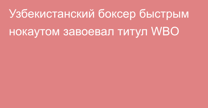 Узбекистанский боксер быстрым нокаутом завоевал титул WBO