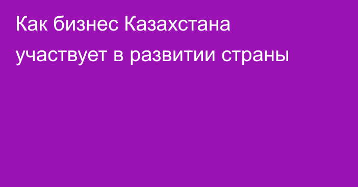 Как бизнес Казахстана участвует в развитии страны