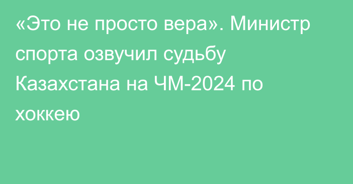 «Это не просто вера». Министр спорта озвучил судьбу Казахстана на ЧМ-2024 по хоккею