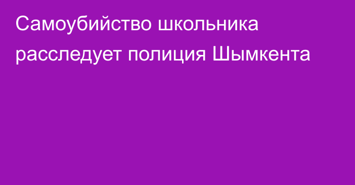 Самоубийство школьника расследует полиция Шымкента