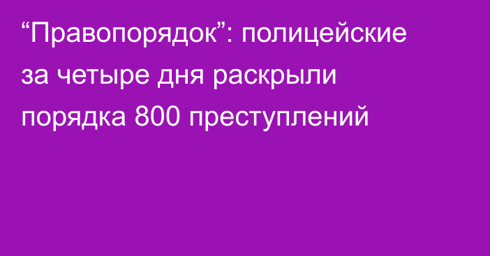 “Правопорядок”: полицейские за четыре дня раскрыли порядка 800 преступлений