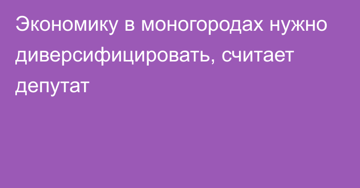 Экономику в моногородах нужно диверсифицировать, считает депутат