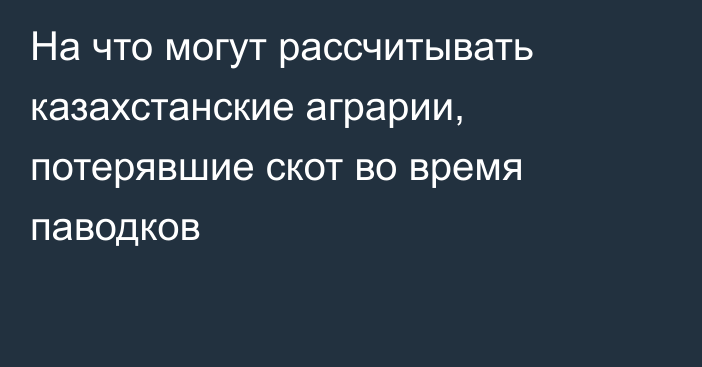 На что могут рассчитывать казахстанские аграрии, потерявшие скот во время паводков