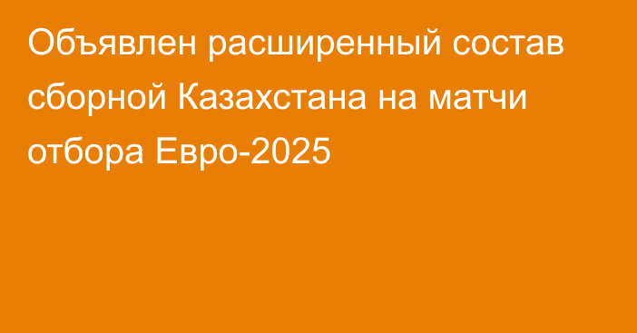 Объявлен расширенный состав сборной Казахстана на матчи отбора Евро-2025
