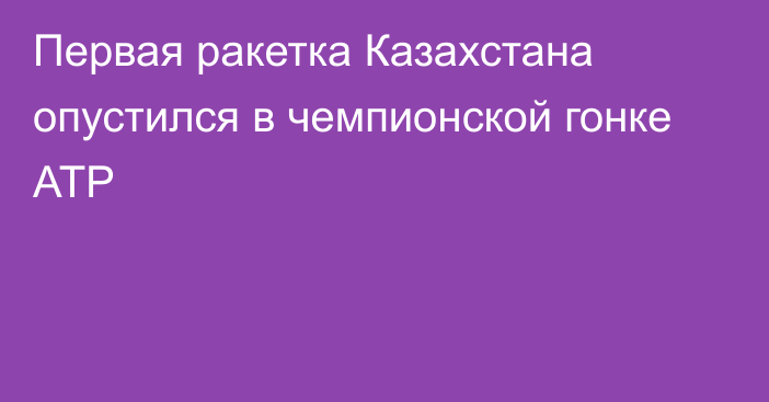 Первая ракетка Казахстана опустился в чемпионской гонке ATP