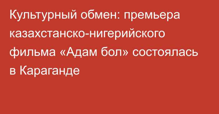 Культурный обмен: премьера казахстанско-нигерийского фильма «Адам бол» состоялась в Караганде