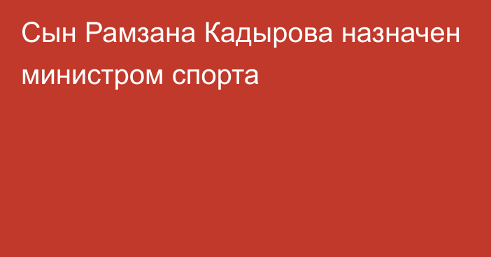 Сын Рамзана Кадырова назначен министром спорта