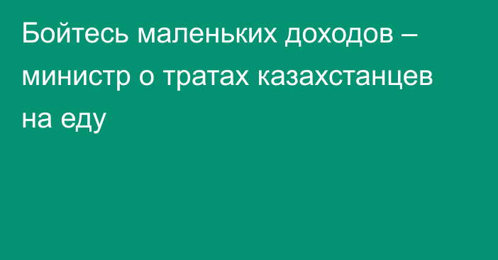 Бойтесь маленьких доходов – министр о тратах казахстанцев на еду