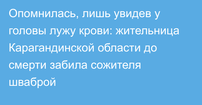 Опомнилась, лишь увидев у головы лужу крови: жительница Карагандинской области до смерти забила сожителя шваброй