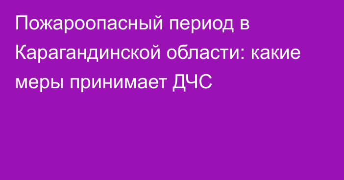 Пожароопасный период в Карагандинской области: какие меры принимает ДЧС