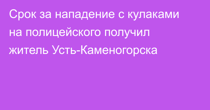 Срок за нападение с кулаками на полицейского получил житель Усть-Каменогорска