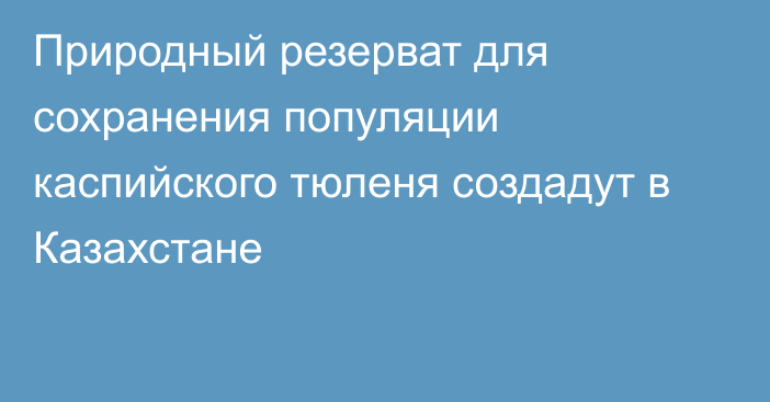 Природный резерват для сохранения популяции каспийского тюленя создадут в Казахстане