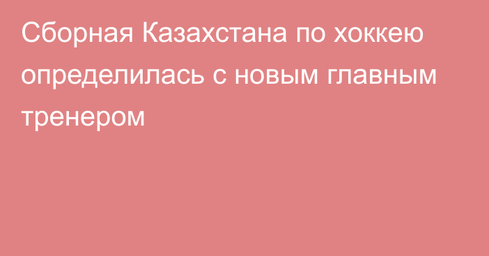 Сборная Казахстана по хоккею определилась с новым главным тренером