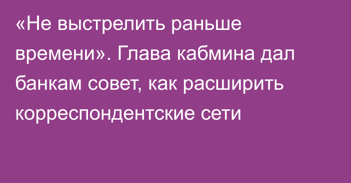 «Не выстрелить раньше времени». Глава кабмина дал банкам совет, как расширить корреспондентские сети