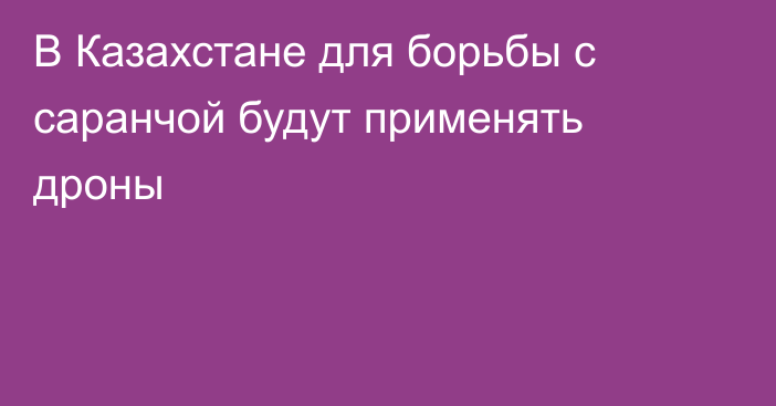 В Казахстане для борьбы с саранчой будут применять дроны