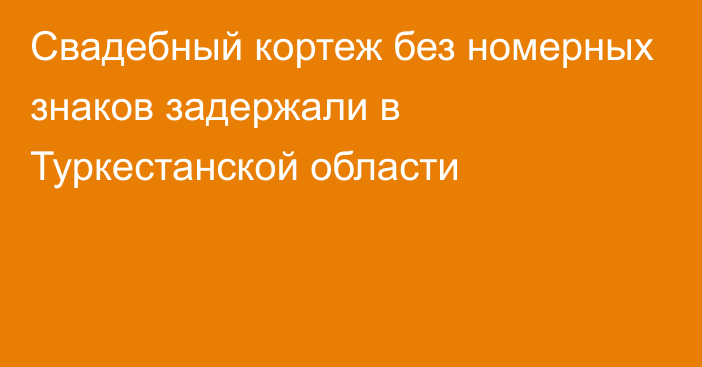 Свадебный кортеж без номерных знаков задержали в Туркестанской области