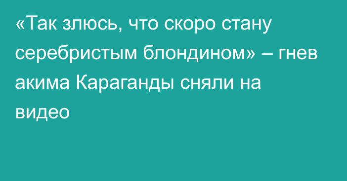 «Так злюсь, что скоро стану серебристым блондином» – гнев акима Караганды сняли на видео