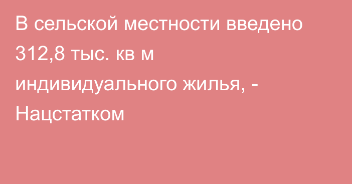 В сельской местности введено 312,8 тыс. кв м индивидуального жилья, - Нацстатком