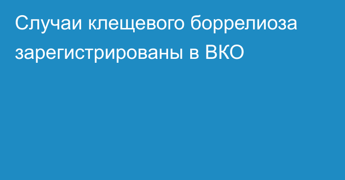 Случаи клещевого боррелиоза зарегистрированы в ВКО